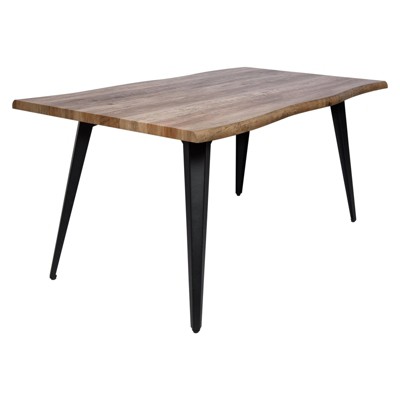 Ravenna 63" Dark Brown Wood Rectangular Dining Table with Metal Legs