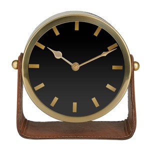 Stainless Steel Clock with Leather Stand - Olivia & May - 1 of 4