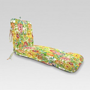 Outdoor Knife Edge Chaise Lounge Cushion - Yellow/Green Botanical - Jordan Manufacturing