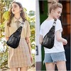 INFURNIC Backpacks Women PU Leather Sling Crossbody Backpack Fashion Chest Bag Lightweight Travel Essential, Black, 14.82"*8.19"*1.17" - 3 of 4
