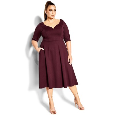 City Chic | Women's Plus Size Dress Cute Girl E/s - Ox Blood - 20w : Target