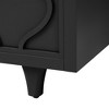 Buffet Cabinet With Storage, Wood Accent Sideboard With 4 Water Wave Pattern Design Doors, Kitchen Buffet Storage Cabinet Console Cabinet, Black - 4 of 4
