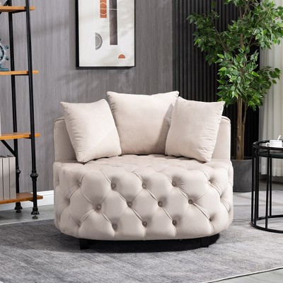 Elegant and Comfortable Velvet Accent Chair, Skin-Friendly, Ergonomic Design, Leisure Sofa Barrel Chair for Living Room, Small Spaces - Armless