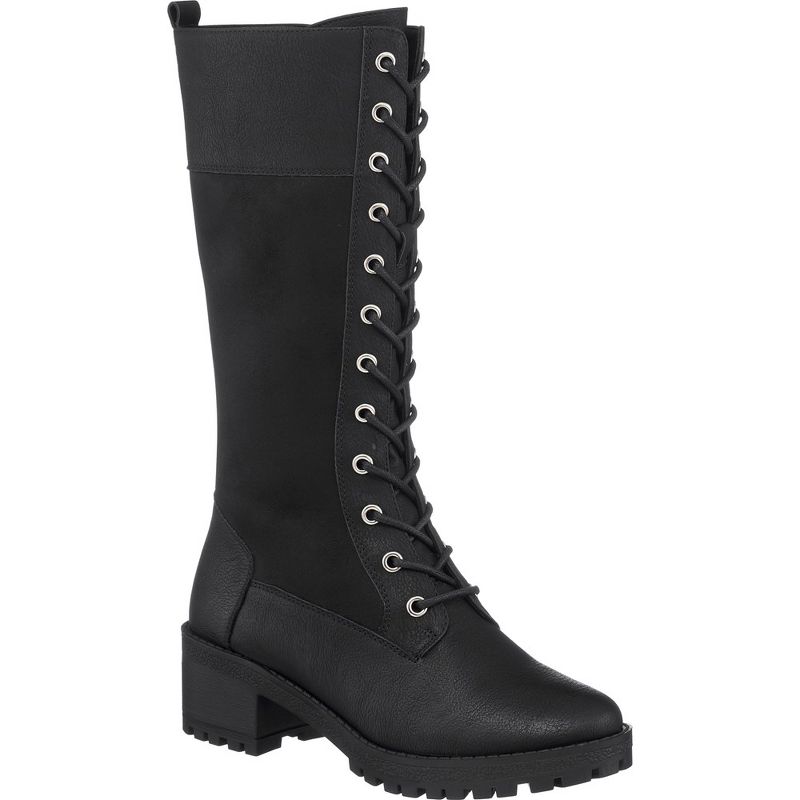 GC Shoes Rook Lace Up Block Heel Combat Boots, 1 of 17