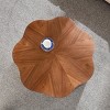 35.4" Modern Petal-Shaped Coffee Table in Walnut Finish with Hidden Drawer, Centerpiece Table for Living Room or Apartment -3irtyhousy - 3 of 4