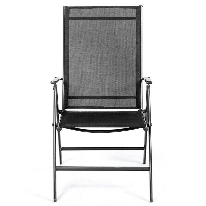 Tangkula 4PCS Folding Chair Patio Garden Outdoor w/ Steel Frame Adjustable Backrest, 4 of 10