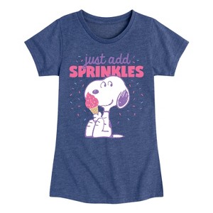 Girls' - Peanuts - Just Add Sprinkles Fitted Short Sleeve Graphic T-Shirt - 1 of 4