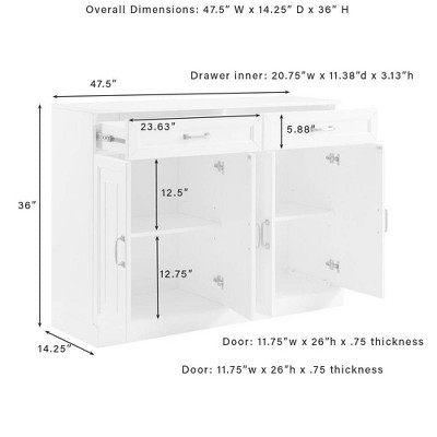 White 3-Piece Sideboard and Glass Door Pantry Set with Adjustable Shelves