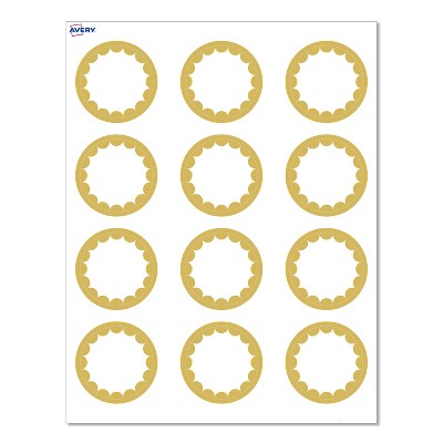 Avery® Cards, 2" Diameter, Gold Dots Edge, Matte White, 120ct