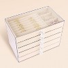 Luxury 5-Drawer Acrylic Jewelry Box with Velvet Lining, Stackable Organizer for Earrings, Necklaces & Bracelets, Beige - 3 of 4