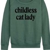 Women's - Instant Message - Childless Cat Lady Black Lightweight French Terry Wide Neck Long Sleeve Graphic Shirt - 2 of 4