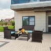 FIONECA Deluxe 4-Piece Patio Furniture Set ¨C Brown Rattan Outdoor Conversation Set with Navy Blue Cushions & Table - 4 of 4