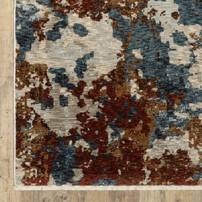 Hayden Beige and Blue Abstract 3'3" x 5' Area Rug