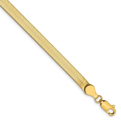 Black Bow Jewelry 4mm, 14k Yellow Gold, Solid Herringbone Chain Bracelet