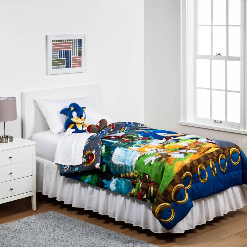 Twin Sonic the Hedgehog Run Rings Around You Reversible Kids&#39; Comforter, 3 of 6