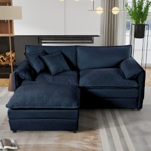 75.59" Chenille Upholstery Modular L-Shaped Cloud Sectional Sofa, 3-Piece DIY Combination Couch - 1 of 4
