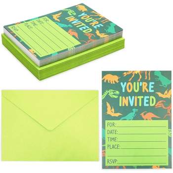 Blue Panda 36 Pack Green Dinosaur Party Invitations, You're Invited, Birthday, Baby Shower (5 x 7 in)