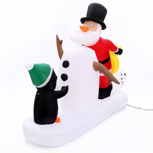 LuxenHome 5.9' Long Santa Snowman and Penguin Inflatable with Lights Multi-Color - 1 of 4