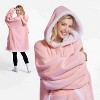 Joyfy Adults Wearable Blanket Hoodie for Women Men Giant Pocket Sleeves FlaWarm Oversized Fleece Winter Sweatshirt Blanket Birthday Gift Pink - 2 of 4