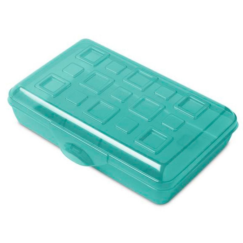 Sterilite Small Translucent Plastic Pencil Box Case with Lid for School & Office Supplies Pen Holders, 3 of 7
