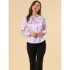 INSPIRE CHIC Women's Irregular Dotted Printed Work Long Sleeve Front Tie V Neck Blouse - 3 of 4