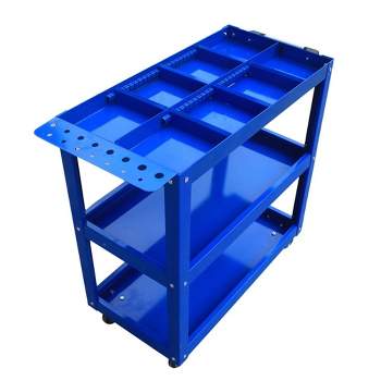 3-Tier Rolling Tool Cart,  Rolling Trolley Storage Organizer Cart with Handle & Lockable Wheels, Adjustable Dividers for Warehouse， Garage
