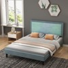 Light Blue Velvet Mix Tufted Bed Frame (Full Size) – Adjustable Height Headboard Platform Bed, Easy Assembly Upholstered Frame - 4 of 4