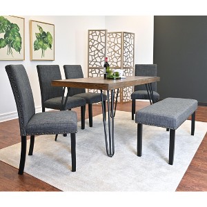 NicBex Dining Room Table Set for 6 Morden Dining Table Set with Wooden Tabletop, 1 Bench and 4 Upholstered Chairs for Dining Room - 1 of 4