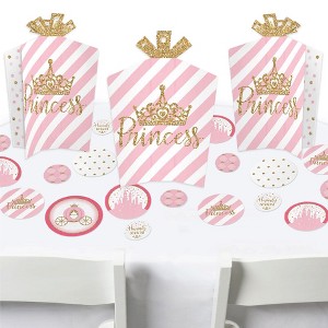 Big Dot of Happiness Little Princess Crown Pink & Gold Princess Baby Shower or Birthday Party Decor and Confetti Terrific Table Centerpiece Kit 30 Ct - 1 of 4