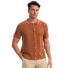 INSPIRE CHIC Men's Button Down Short Sleeve Lightweight Casual Summer Vintage Knit Polo Shirts - 4 of 4