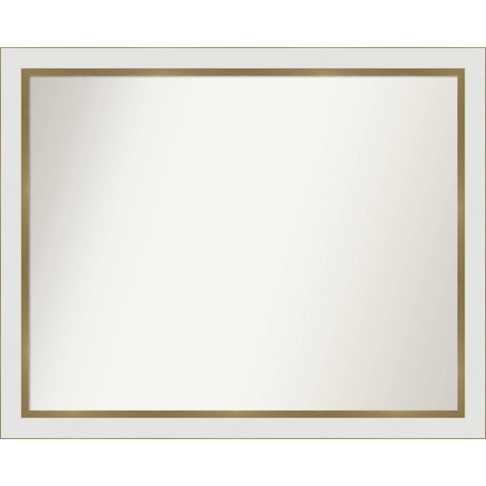 Photos - Wall Mirror 31" x 25" Non-Beveled Eva White Gold Narrow  - Amanti Art: Mode