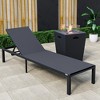 LeisureMod Marlin Modern Outdoor Patio Chaise Lounge Chair in Black Aluminum Frame with Square Fire Pit Side Table - 2 of 4