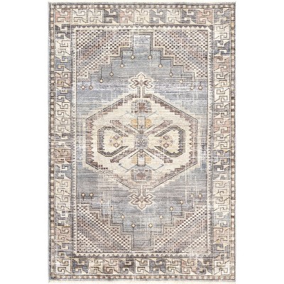 Nuloom Zelie Vintage 4x6 Indoor Area Rug for Living Room Bedroom Dining Room Kitchen, Blue/Ivory
