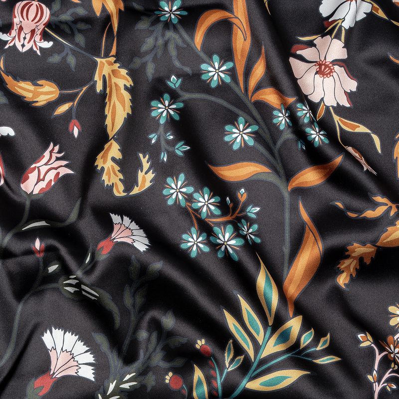 Sweet Jojo Designs Decorative Satin Pillowcases Boho Floral Wildflower Black and Orange 2pc, 5 of 7