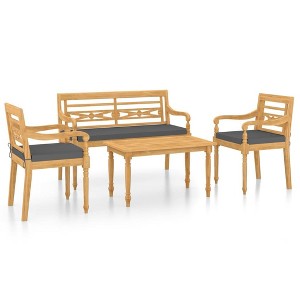 vidaXL Garden Lounge Set Teak - Dark Gray 4 Piece - 1 of 4