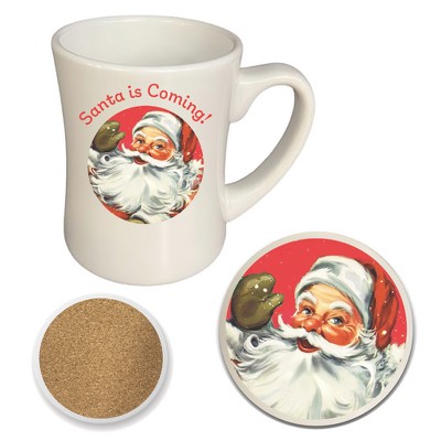 Courtside Market Vintage Santa 19 oz Dinner Mug & Coaster Set