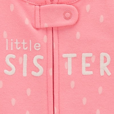 Image of Carter's Just One You® Baby Girls' Little Sister Footed Pajama - Rose Pink 6M