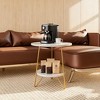 Gulches Modern Faux Marble End Table with Gold Hairpin Legs, 2-Tier Round Side Table for Living Room/Bedroom/Office, Compact White - 2 of 4