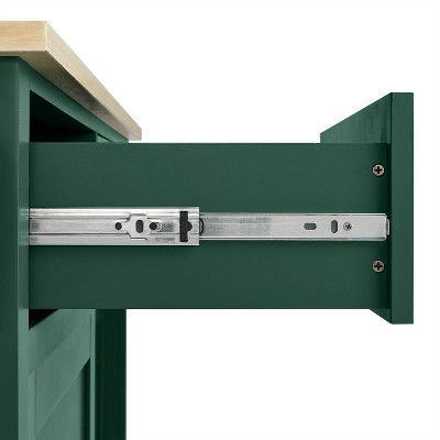 Emerald and Natural Wood Drop Leaf Kitchen Island