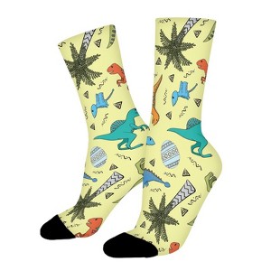 Jurassic Dinosaurs Women Printed Crew Socks Funny Funky Socks Soft Polyester Novelty Gifts for Artists Men - 1 of 1