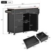 Kitchen Cart With Rubber Wood Countertop, Large Storage Space Flatware Organizer With Spice Rack, Towel Rack, Rolling Kitchen Cart W/5 Wheels - 4 of 4