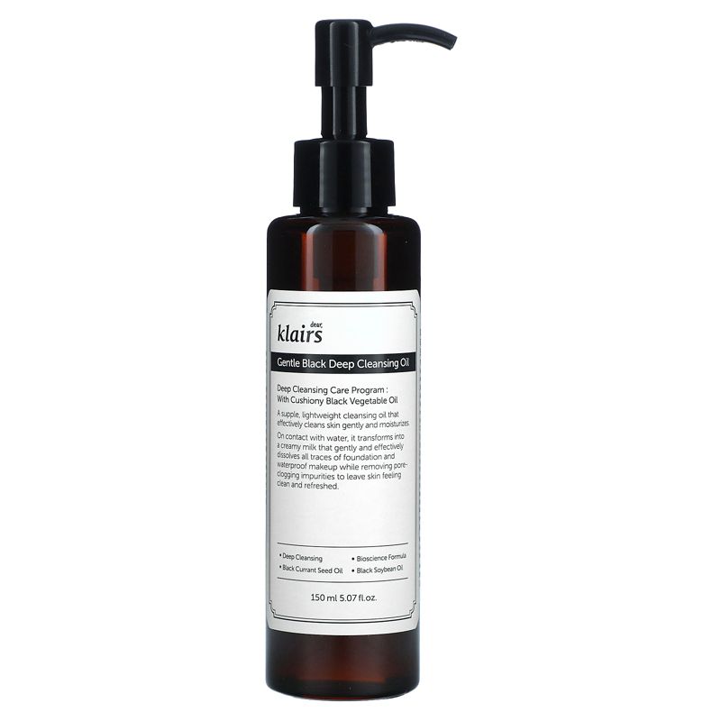 Dear, Klairs K-Beauty Skincare Gentle Black Deep Cleansing Oil, 5.07 fl oz (150 ml), 1 of 4