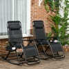 Outsunny Outdoor Rocking Chairs, Foldable Reclining Anti Gravity Lounge Rocker w/ Pillow, Cup & Phone Holder, Combo Design w/ Folding Legs - image 2 of 4