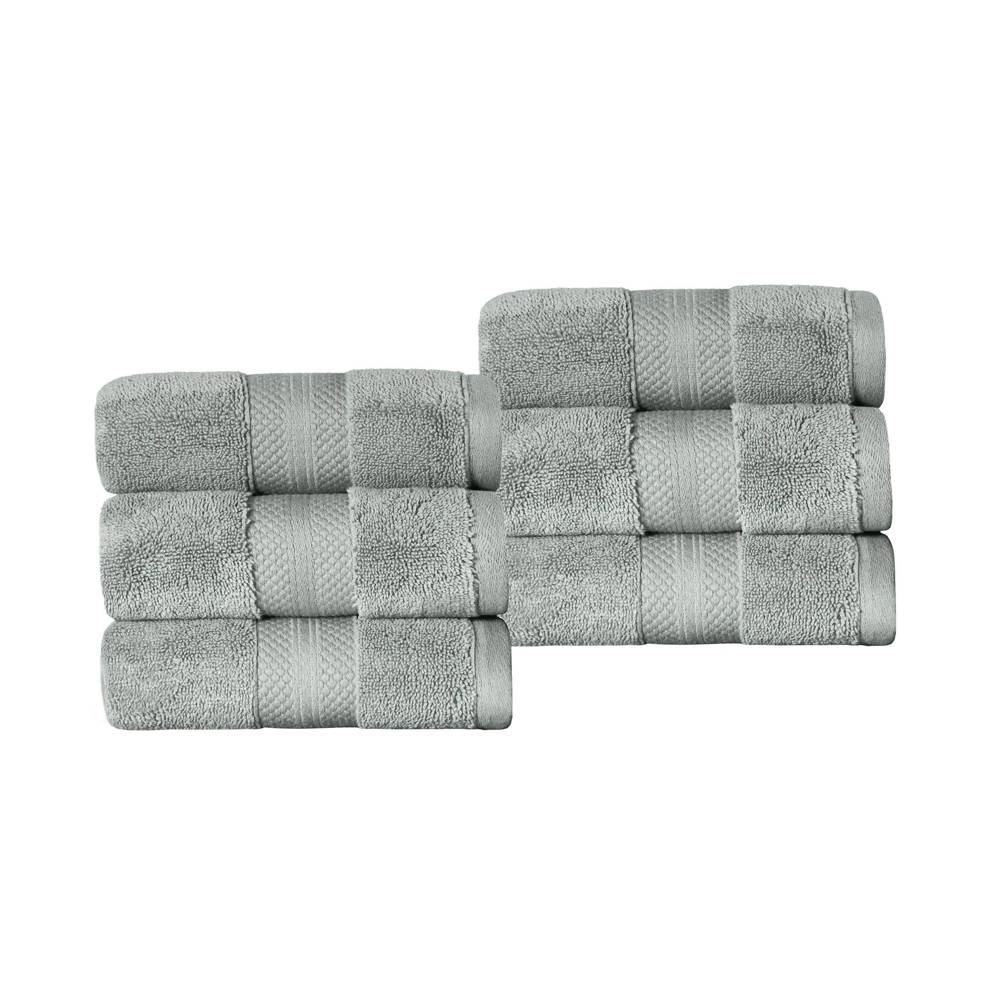 Luxury Cotton Heavyweight Solid Plush 6-Piece Hand Towel Set, Olive Green - Blue Nile Mills