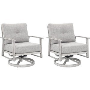 COWLOWN 2 Piece Outdoor Swivel Patio Chairs Set, Aluminum Frame Armchairs, All-Weather Conversation Chairs for Garden, Poolside, Lawn - 1 of 4
