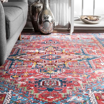 Elysian Red Synthetic 5' 5" x 8' Easy-Care Area Rug