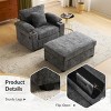 Oversized Chenille Chair with Ottoman, Modern Lounge Chair with Storage Armrest & Cup Holders for Living Room-3irtyhousy - 2 of 4