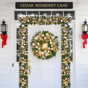 6ft Gold Leaf Electroplated Ball Rattan Ball with LED Light, Glitter, Decorative Indoor and Outdoor Holiday Party Decoration - 1 of 4