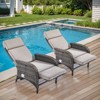 POCASSY Outdoor Recliner Chair, Wicker Adjustable Reclining Patio Lounge Chair with Cushion, Adjustable Backrest and Footrest, Ideal for Pool Deck - 2 of 4