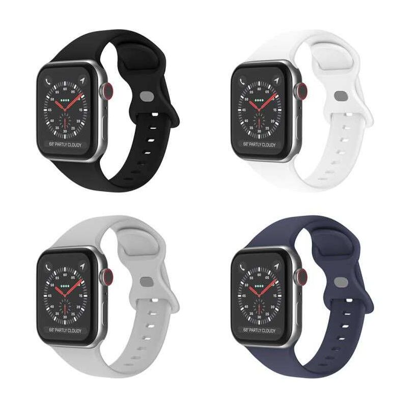 Link 4 Pack Apple Watch Compatible Soft Silicone Sport Band Waterproof Mens Womens For Series SE 7 6 5 4 3 2 1, 1 of 8